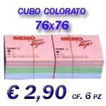 CUBO POST-IT COLORATO F.TO 76X76 CF. 6 PZ.