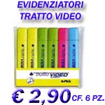 EVIDENZIATORI TRATTO VIDEO COL. ASSORTITI BUSTA 6 PZ.